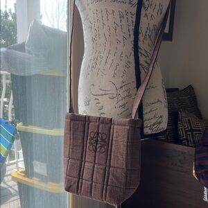 Plaid Brown Shoulder Bag with logo